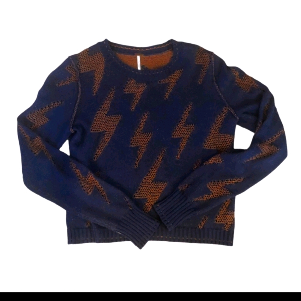 Free people Rare lightning bolt sweater size S